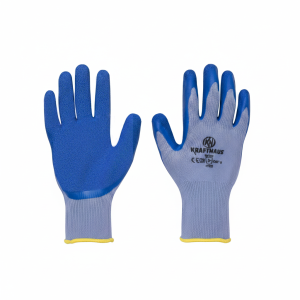 Blue Crinkle Latex Palm Coated Gloves