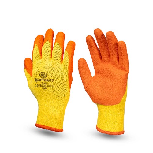 Orange Crinkle Latex Palm Coated Gloves 