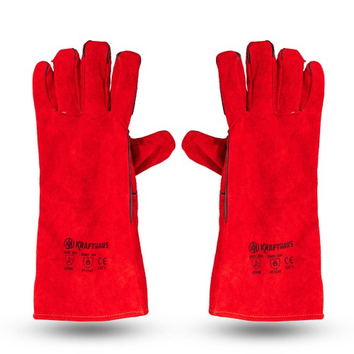 Red Leather Welding Gloves