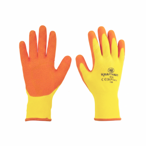 Orange Crinkle Latex Palm Coated Gloves 